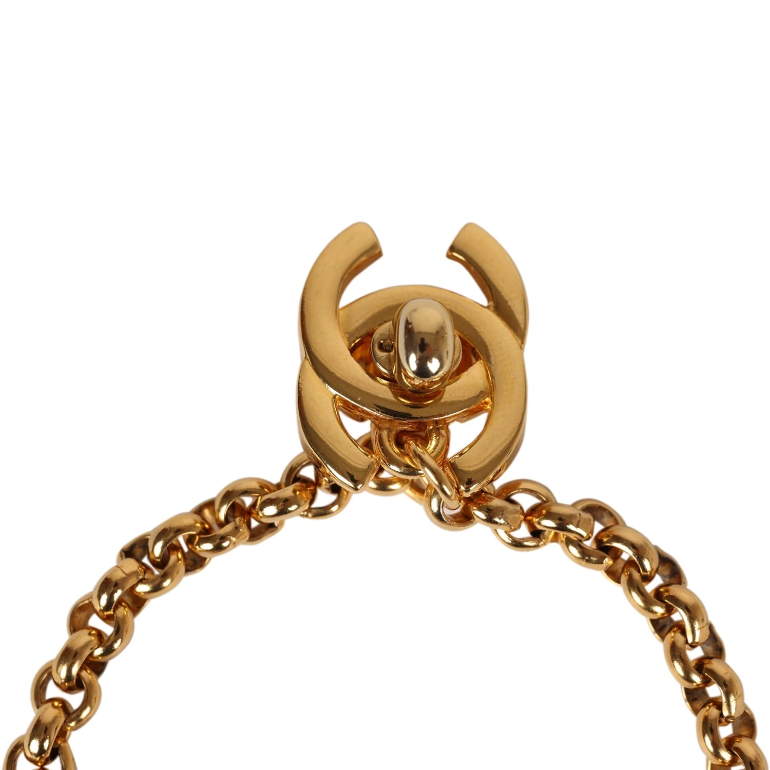 Vintage Chanel "Chanel" Logo Charms Turnlock Bracelet Gold Metal 7 Vintage Chanel "Chanel" Logo Charms Turnlock Bracelet Gold Metal - Image 5