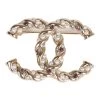 Chanel Twisted CC Crystal And Faux Pearl Brooch Light Pink Gold Metal -Online Bag Store C OT 231019 1 01