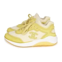 Chanel CC Lowtop Sneakers Off-White Knit And Light Green Suede 35 -Online Bag Store C SH 013123 2 OB 04