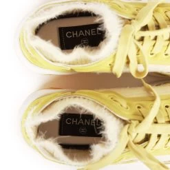 Chanel CC Lowtop Sneakers Off-White Knit And Light Green Suede 35 -Online Bag Store C SH 013123 2 OB 08
