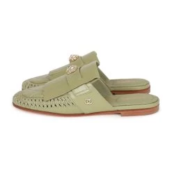 Chanel Lion Head Mules In Sage Green Fringe Leather 35 -Online Bag Store C SH 013123 3 OB 04