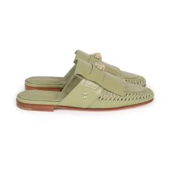 Chanel Lion Head Mules In Sage Green Fringe Leather 35 -Online Bag Store C SH 013123 3 OB 05