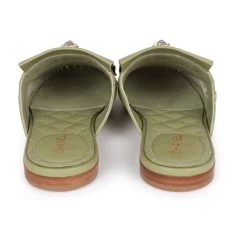 Chanel Lion Head Mules In Sage Green Fringe Leather 35 -Online Bag Store C SH 013123 3 OB 06