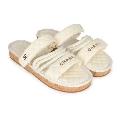Chanel Rope Sandals White Lambskin Gold Hardware 41 EU -Online Bag Store C SH 230908 1 AB 03