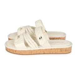 Chanel Rope Sandals White Lambskin Gold Hardware 41 EU -Online Bag Store C SH 230908 1 AB 05