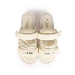 Chanel Rope Sandals White Lambskin Gold Hardware 41 EU -Online Bag Store C SH 230908 1 AB 07