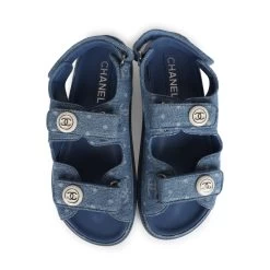 Chanel Dad Sandals Blue Denim Silver Hardware 38 EU -Online Bag Store C SH 231010 1 06