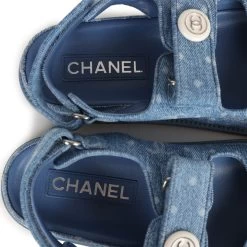 Chanel Dad Sandals Blue Denim Silver Hardware 38 EU -Online Bag Store C SH 231010 1 07