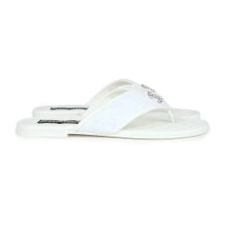 Chanel CC Logo Thong Sandals White Lambskin & Tweed 38 EU Gold Hardware -Online Bag Store C SH 240110 1 TC 04