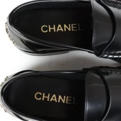 Chanel Loafers Black Shiny Calfskin Gold Hardware 37 EU -Online Bag Store C SH 240110 2 TC 07