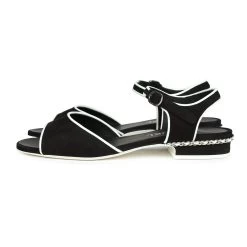 Chanel Slingback Sandals Black And White Suede And Lambskin Silver Hardware 37 EU -Online Bag Store C SH 240110 3 TC 04
