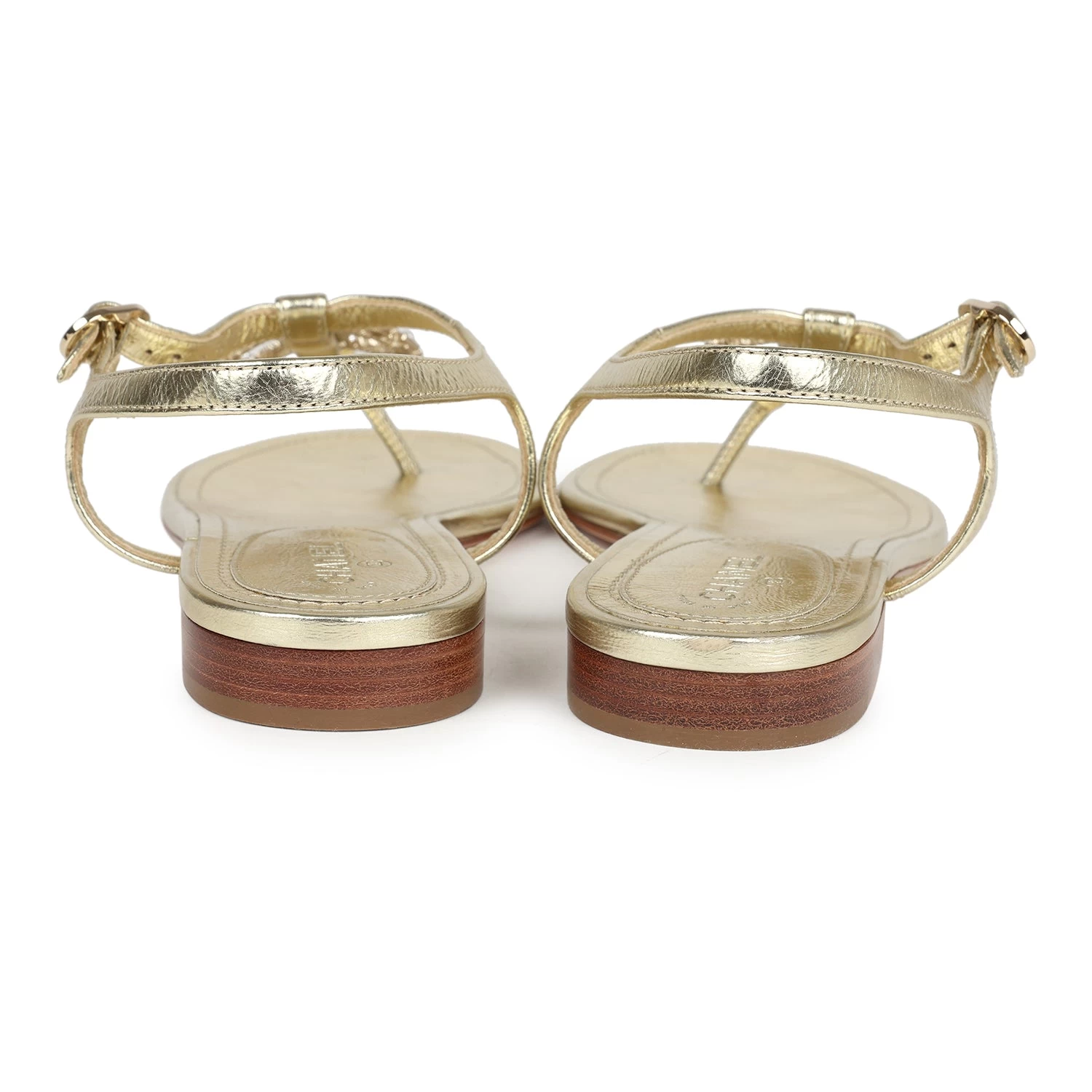 Chanel CC Jeweled Thong Sandals Gold Metallic 38C EU 8 Chanel CC Jeweled Thong Sandals Gold Metallic 38C EU - Image 6