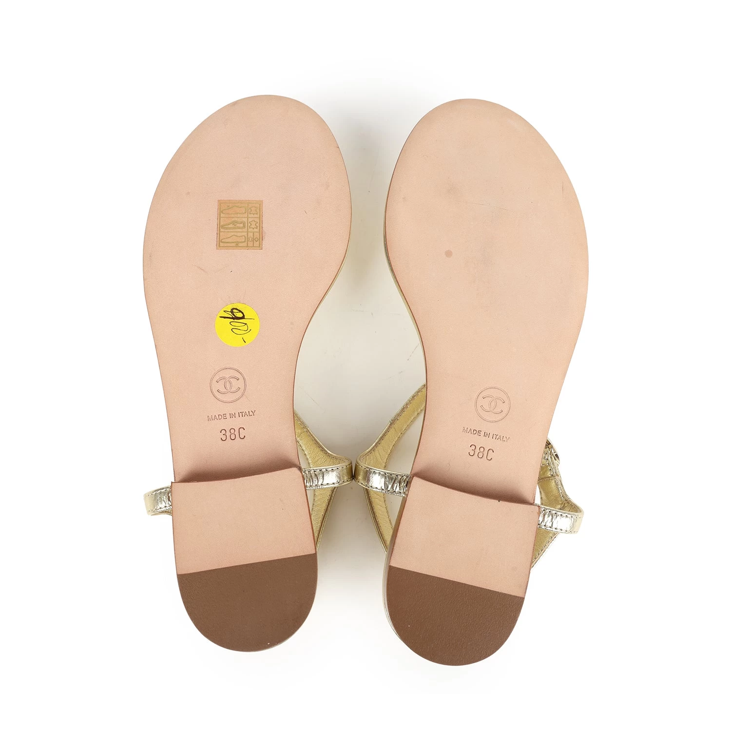 Chanel CC Jeweled Thong Sandals Gold Metallic 38C EU 12 Chanel CC Jeweled Thong Sandals Gold Metallic 38C EU - Image 10
