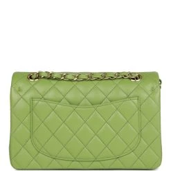 Chanel Small Classic Double Flap Green Caviar Light Gold Hardware -Online Bag Store C SM255 010323 1 04
