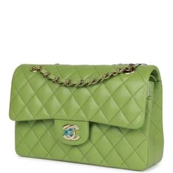 Chanel Small Classic Double Flap Green Caviar Light Gold Hardware -Online Bag Store C SM255 010323 1 05