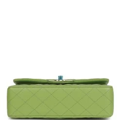 Chanel Small Classic Double Flap Green Caviar Light Gold Hardware -Online Bag Store C SM255 010323 1 06