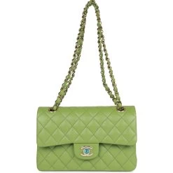 Chanel Small Classic Double Flap Green Caviar Light Gold Hardware -Online Bag Store C SM255 010323 1 07