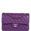 Chanel Small Classic Double Flap Purple Caviar Light Gold Hardware