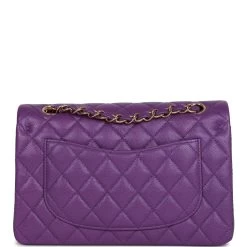 Chanel Small Classic Double Flap Purple Caviar Light Gold Hardware -Online Bag Store C SM255 061422 1 04