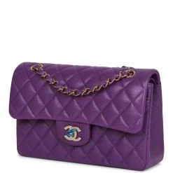 Chanel Small Classic Double Flap Purple Caviar Light Gold Hardware -Online Bag Store C SM255 061422 1 05