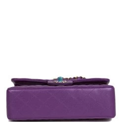 Chanel Small Classic Double Flap Purple Caviar Light Gold Hardware -Online Bag Store C SM255 061422 1 06