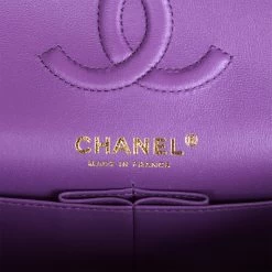 Chanel Small Classic Double Flap Purple Caviar Light Gold Hardware -Online Bag Store C SM255 061422 1 09