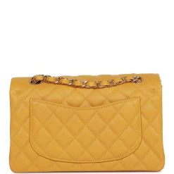Chanel Small Classic Double Flap Yellow Caviar Light Gold Hardware -Online Bag Store C SM255 061622 2 04