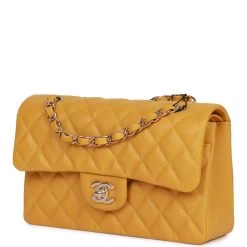 Chanel Small Classic Double Flap Yellow Caviar Light Gold Hardware -Online Bag Store C SM255 061622 2 05