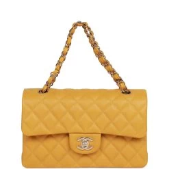 Chanel Small Classic Double Flap Yellow Caviar Light Gold Hardware -Online Bag Store C SM255 061622 2 07