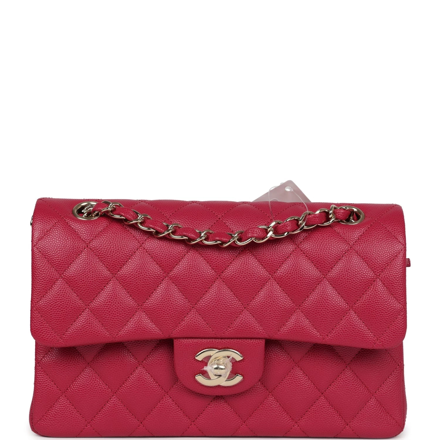 Chanel Small Classic Double Flap Dark Pink Caviar Light Gold Hardware 3 Chanel Small Classic Double Flap Dark Pink Caviar Light Gold Hardware