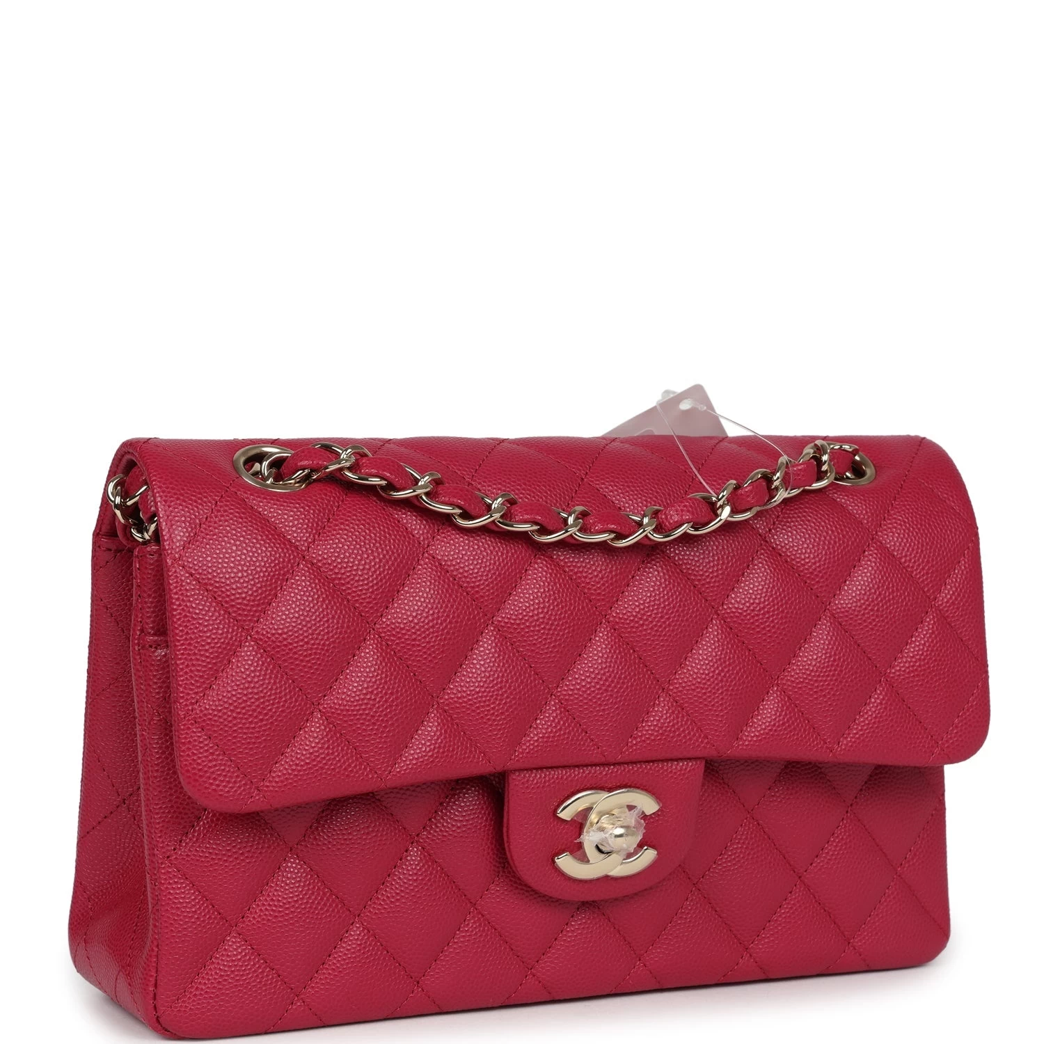 Chanel Small Classic Double Flap Dark Pink Caviar Light Gold Hardware 4 Chanel Small Classic Double Flap Dark Pink Caviar Light Gold Hardware - Image 2