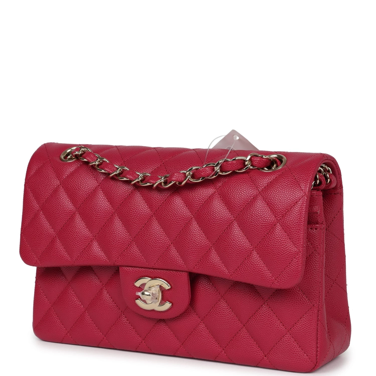 Chanel Small Classic Double Flap Dark Pink Caviar Light Gold Hardware 5 Chanel Small Classic Double Flap Dark Pink Caviar Light Gold Hardware - Image 3
