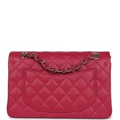 Chanel Small Classic Double Flap Dark Pink Caviar Light Gold Hardware 15 Chanel Small Classic Double Flap Dark Pink Caviar Light Gold Hardware -Online Bag Store C SM255 062422 2 05