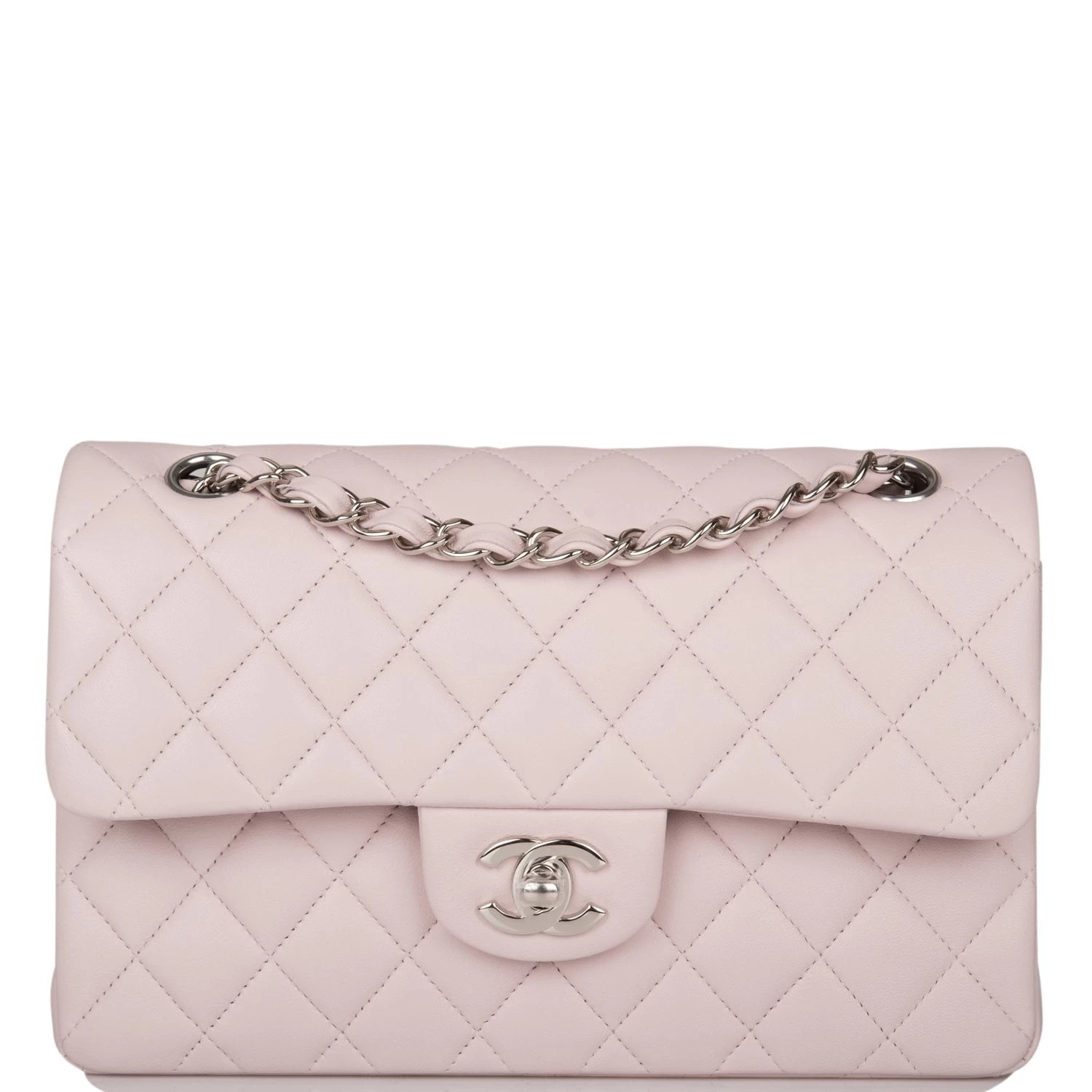 Chanel Small Classic Double Flap Bag Light Mauve Lambskin Silver Hardware 3 Chanel Small Classic Double Flap Bag Light Mauve Lambskin Silver Hardware