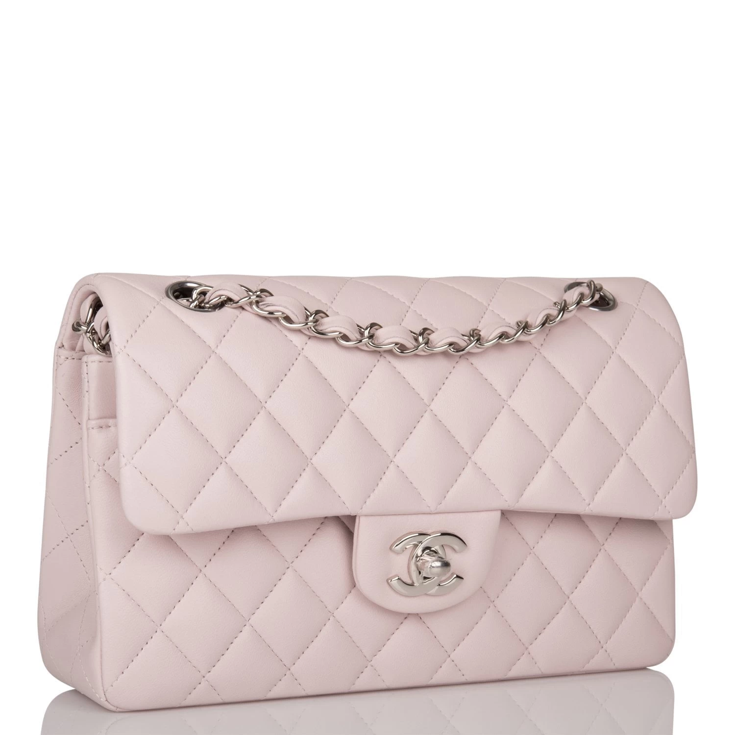 Chanel Small Classic Double Flap Bag Light Mauve Lambskin Silver Hardware 4 Chanel Small Classic Double Flap Bag Light Mauve Lambskin Silver Hardware - Image 2