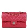 Chanel Small Classic Double Flap Fuchsia Caviar Light Gold Hardware -Online Bag Store C SM255 081122 1 01