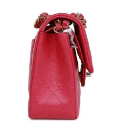 Chanel Small Classic Double Flap Fuchsia Caviar Light Gold Hardware -Online Bag Store C SM255 081122 1 03