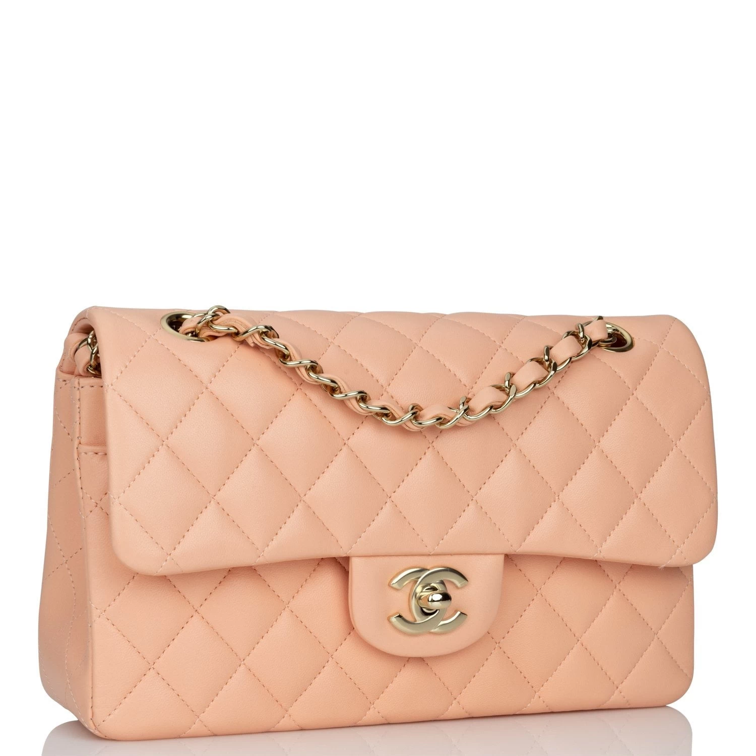 Chanel Small Classic Double Flap Peach Lambskin Light Gold Hardware 4 Chanel Small Classic Double Flap Peach Lambskin Light Gold Hardware - Image 2