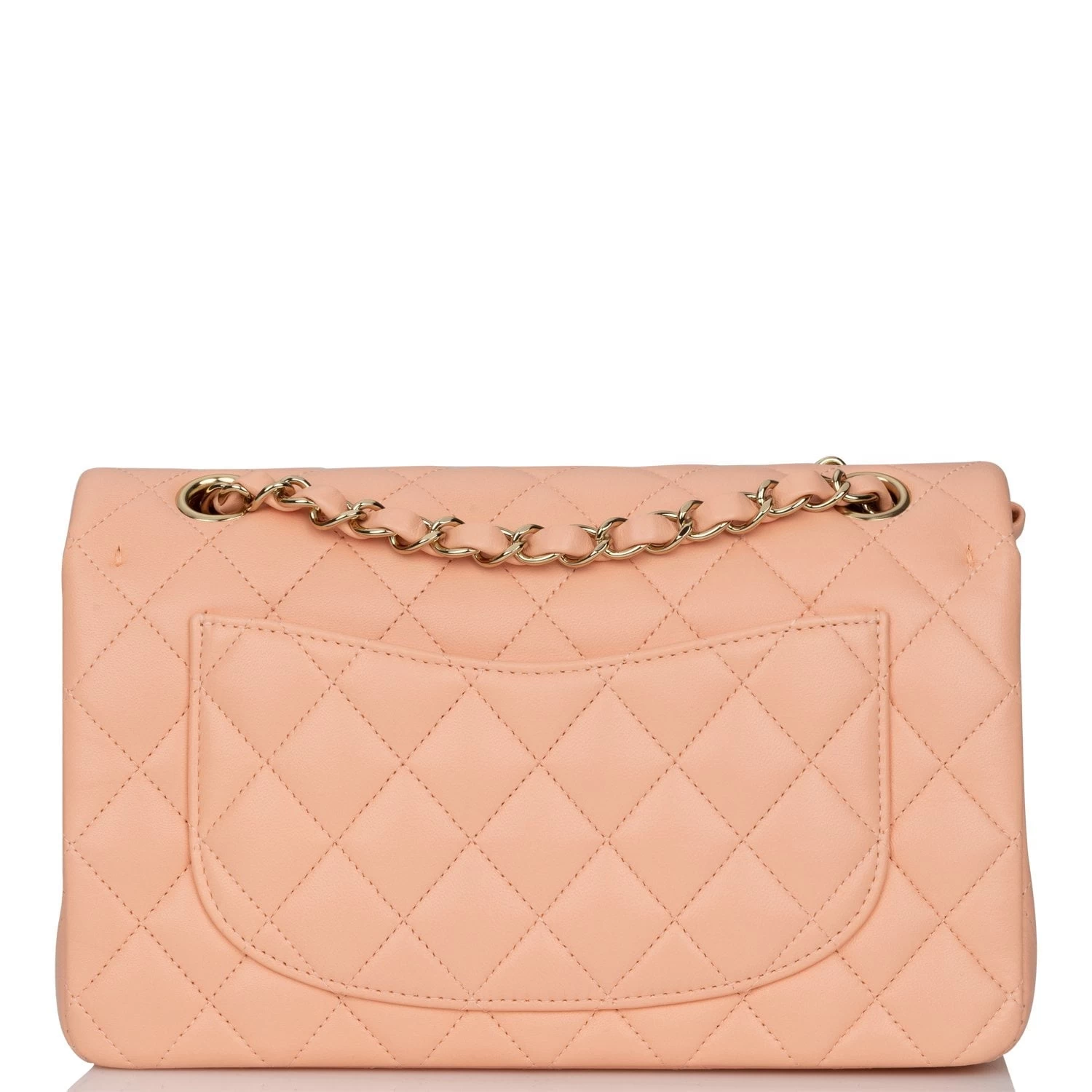 Chanel Small Classic Double Flap Peach Lambskin Light Gold Hardware 6 Chanel Small Classic Double Flap Peach Lambskin Light Gold Hardware - Image 4