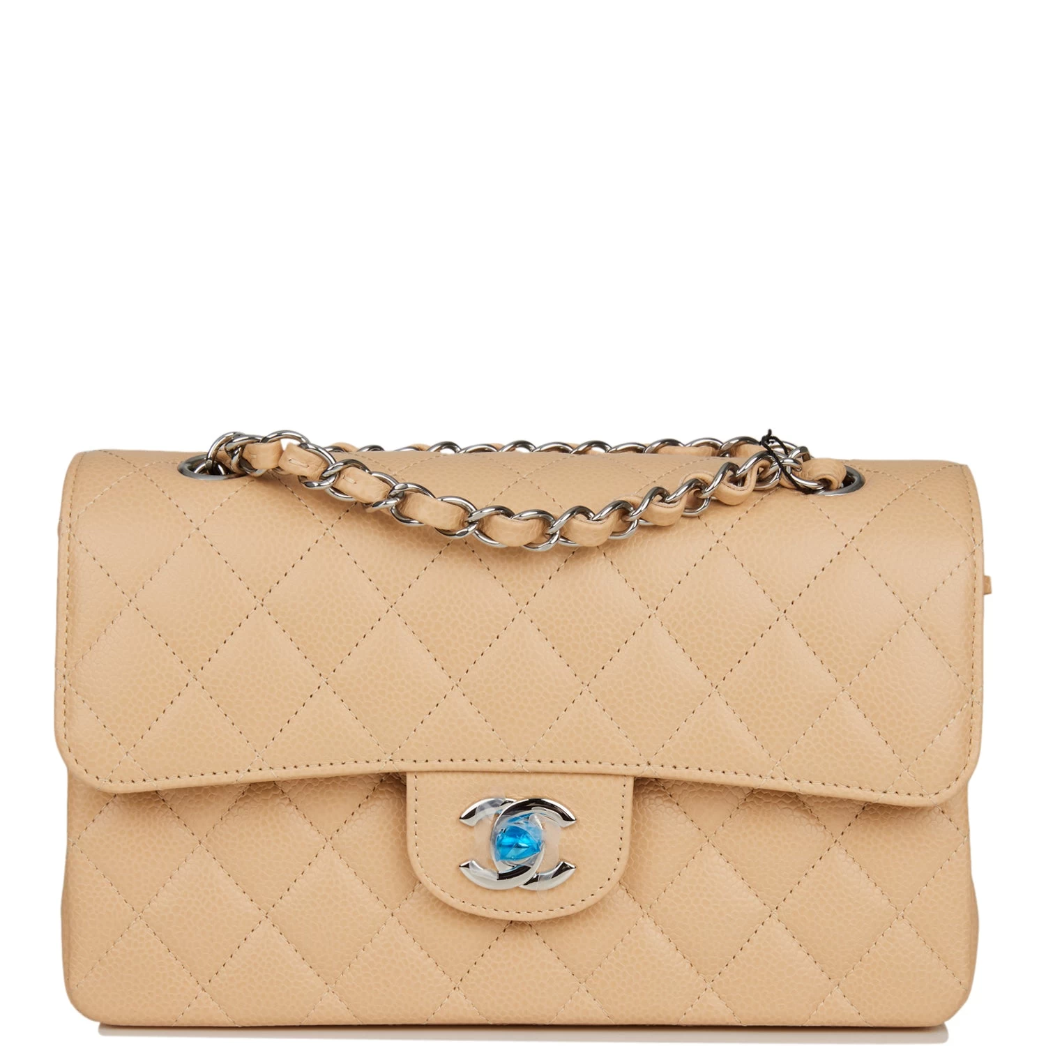 Chanel Small Classic Double Flap Bag Beige Caviar Silver Hardware 3 Chanel Small Classic Double Flap Bag Beige Caviar Silver Hardware