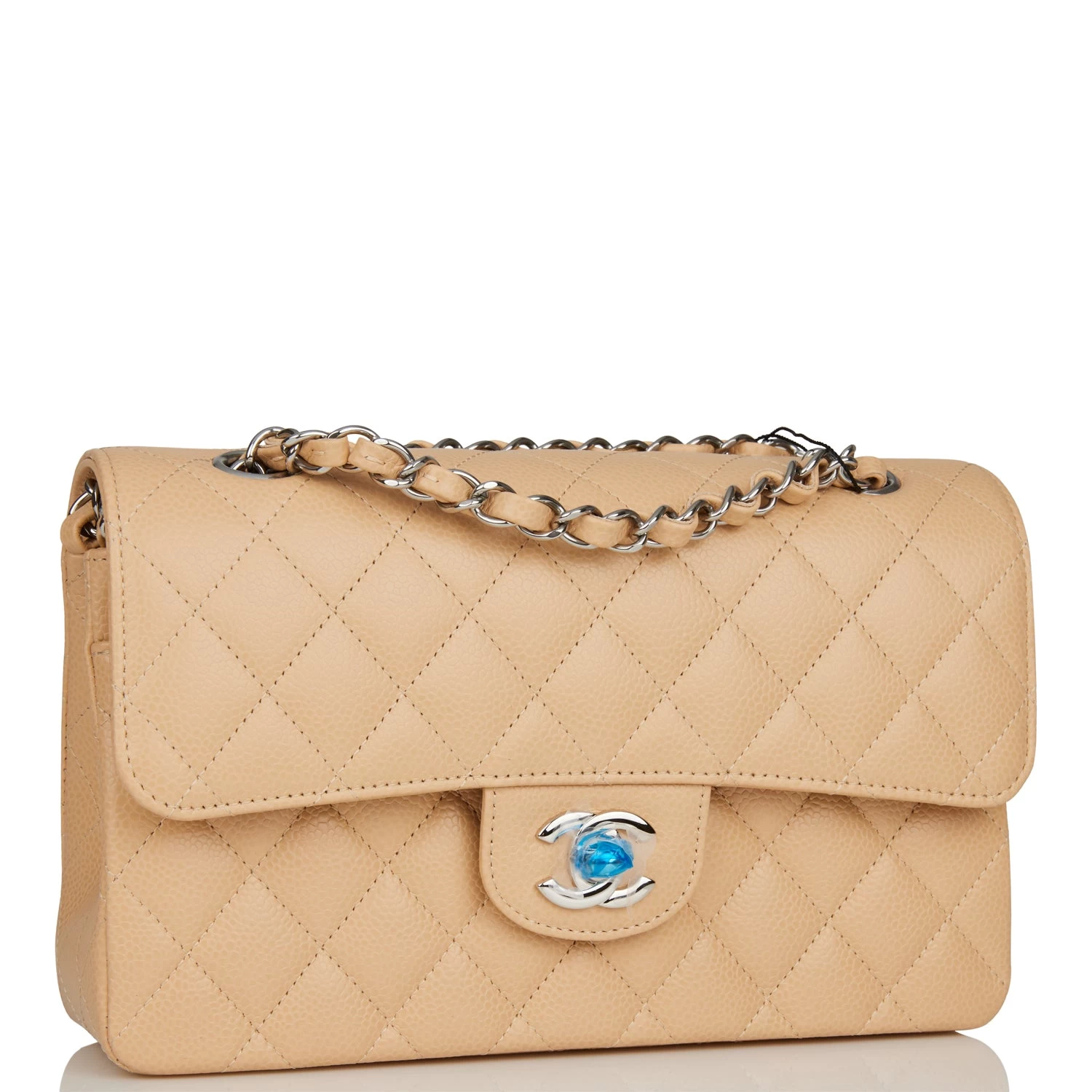 Chanel Small Classic Double Flap Bag Beige Caviar Silver Hardware 4 Chanel Small Classic Double Flap Bag Beige Caviar Silver Hardware - Image 2