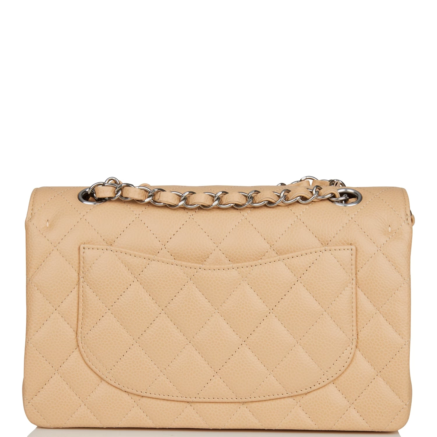 Chanel Small Classic Double Flap Bag Beige Caviar Silver Hardware 6 Chanel Small Classic Double Flap Bag Beige Caviar Silver Hardware - Image 4