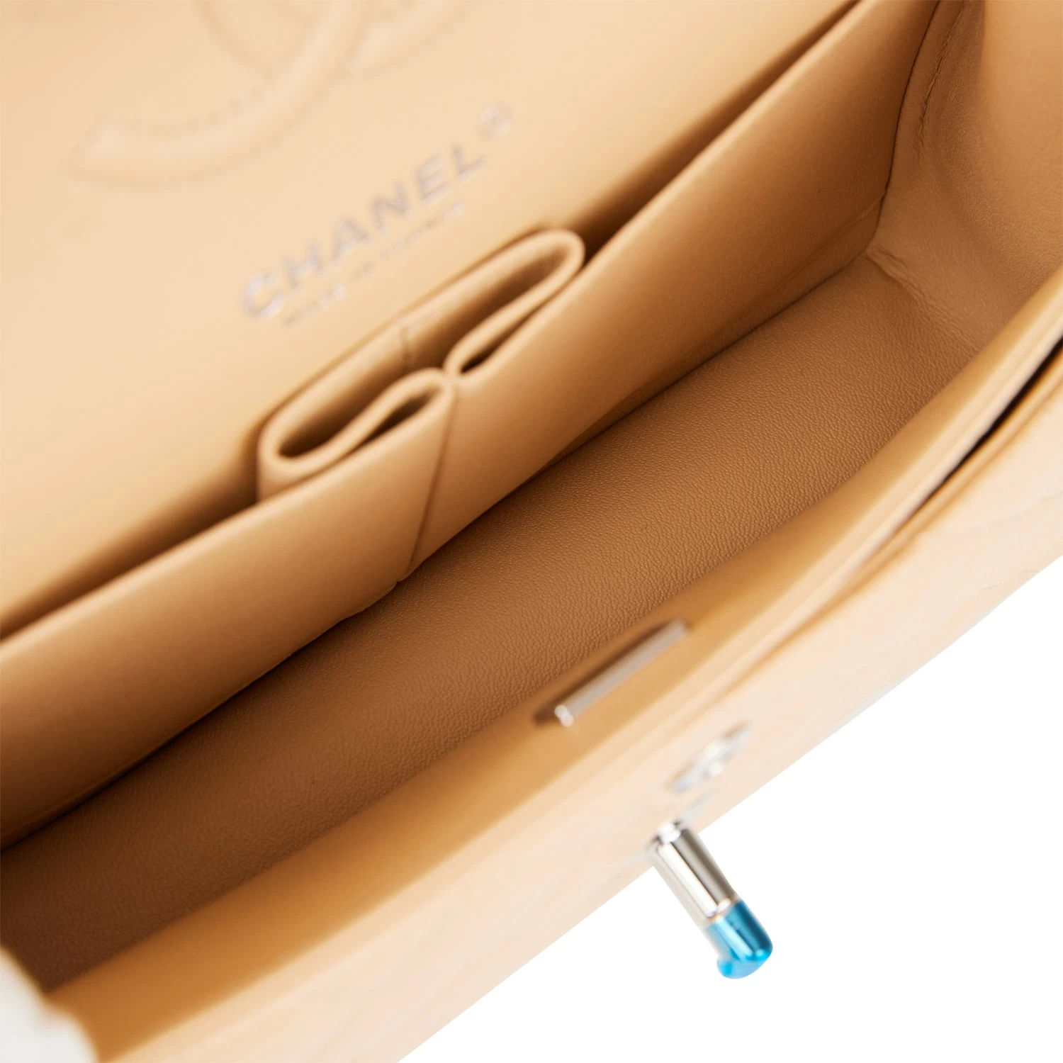 Chanel Small Classic Double Flap Bag Beige Caviar Silver Hardware 8 Chanel Small Classic Double Flap Bag Beige Caviar Silver Hardware - Image 6