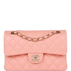 Chanel Small Classic Double Flap Pink Lambskin Light Gold Hardware