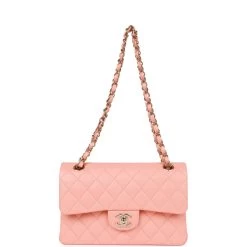 Chanel Small Classic Double Flap Pink Lambskin Light Gold Hardware -Online Bag Store C SM255 230310 1 07