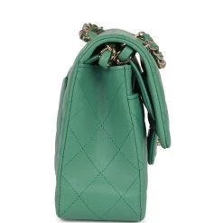 Chanel Small Classic Double Flap Bag Green Lambskin Light Gold Hardware -Online Bag Store C SM255 230310 2 04