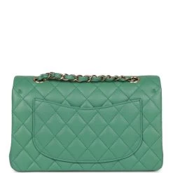 Chanel Small Classic Double Flap Bag Green Lambskin Light Gold Hardware -Online Bag Store C SM255 230310 2 05