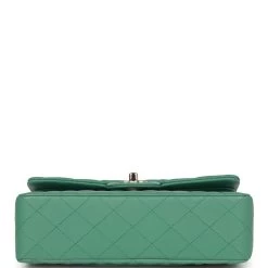 Chanel Small Classic Double Flap Bag Green Lambskin Light Gold Hardware -Online Bag Store C SM255 230310 2 06