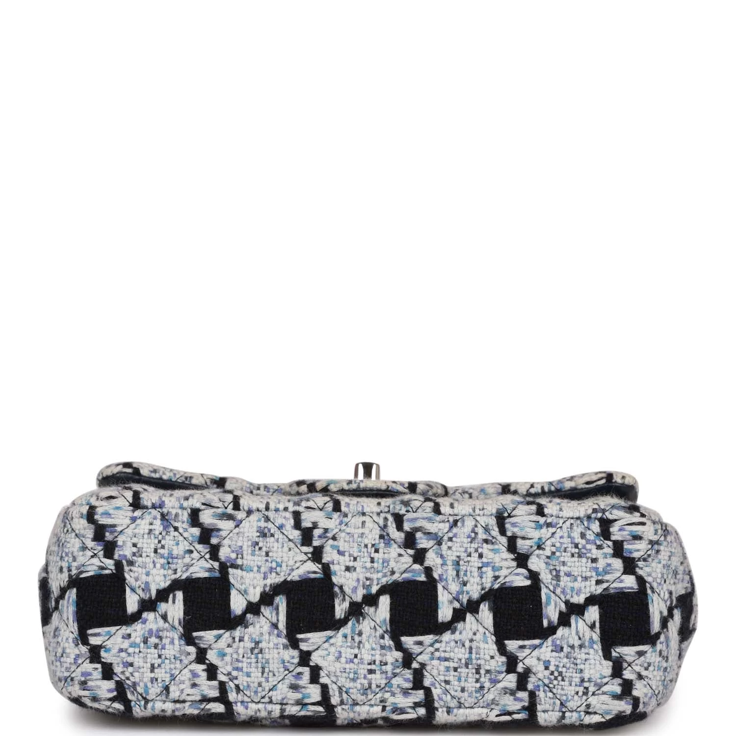 Pre-owned Chanel Mini Rectangular Flap Bag Blue Tweed Silver Hardware 8 Pre-owned Chanel Mini Rectangular Flap Bag Blue Tweed Silver Hardware - Image 6
