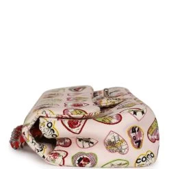 Pre-Owned Chanel Small Classic Coco Heart Motif Flap Bag Multicolor Canvas Silver Hardware 14 Pre-Owned Chanel Small Classic Coco Heart Motif Flap Bag Multicolor Canvas Silver Hardware -Online Bag Store C SM255 230515 1 05